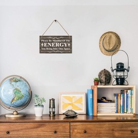 CAKIROTS CAKIROTS Positive Quotes Wall Decor Be Mindful Quote Wooden Signs Positive Energy Sign Home Decor Present 10x6 inch