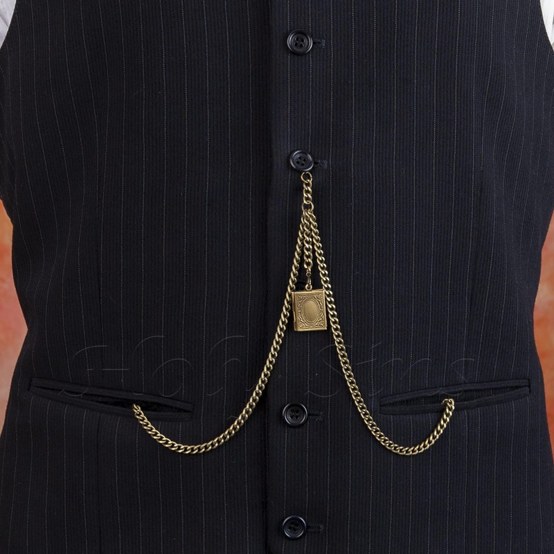 Bronze Colour Double Albert Pocket Watch Chain With Locket Pendant