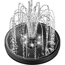 Yzert Solar Fountain Glass Panel with 2200 mah Battery, 3.5W Floating Solar Water Fountain with 4 Fixed Rods, Solar Pump for Bird Bath, Garden, Pond, Pool, Outdoor (Black Panel White Lights)