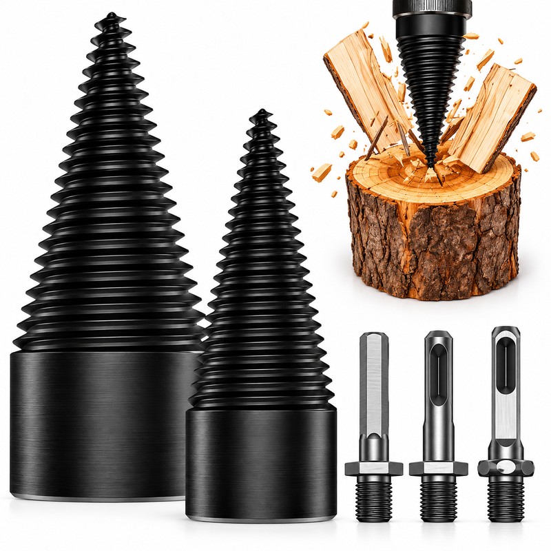 2PC Firewood Log Splitter Drill Bit, 32/42mm High-Carbon Steel Wood