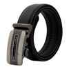QHA Mens Leather Belt Ratchet Automatic Buckle Waist Q5074-Black-30-34"