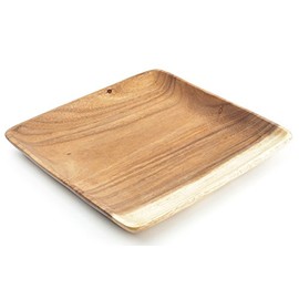 levandeo Wooden Bowl Square Acacia Wood Bowl Fruit Bowl Salad Bowl 16 x 16 cm Decorative Decoration Storage