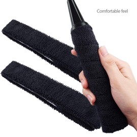 Tennis Racket Grip Tape, (2 PCS) Cotton Towel Grip Tennis Badminton Grips, Super Absorbent and Enhanced Tennis Racquet Overgrip, Anti-Skid Sweatband Tape for Tennis Badminton Bike Handle (Black)