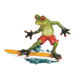 ICE ARMOR 7.5" W Frog Surfing Figurine Statue Sculpture Ornament Decoration Home/Room Decor Ideas for Housewarming, Holidays and Birthdays Great Collectible