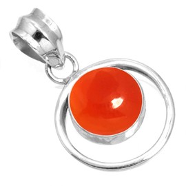 Jeweloporium 925 Silver Pendant for Women Orange Genuine Carnelian Stone Boho Silver Pendant Necklace Statement Jewelry