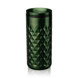 Viski Paragon Stainless Steel Highball Tumbler Cup with Lid, Insulated Ceramic Lined Metal Cocktail Glass for Patio, Outdoor Party, Wedding Gifts, Drink Lover Gifts, 16 oz Set of 1, Satin Green