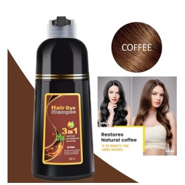 Meidu Two Bottles 3 in  1 Instant Hair Dye Shampoo 500ml Coffee -Color Dye Shampoo