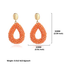 Boho Dangle Earrings for Women, Teardrop Shaped Rice Pearls, Lightweight Earrings, Elegant Eye-catching for Women, Fashionable Jewellery, Stainless Steel, No Gemstone