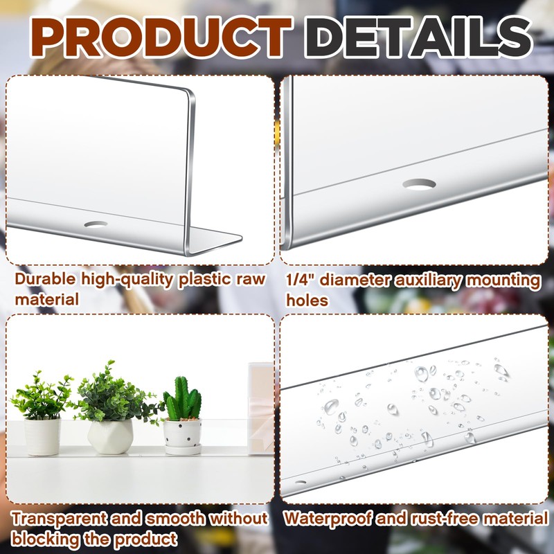 Vercraft 10 Pcs Clear Gondola Shelf Front Fence for Gondola