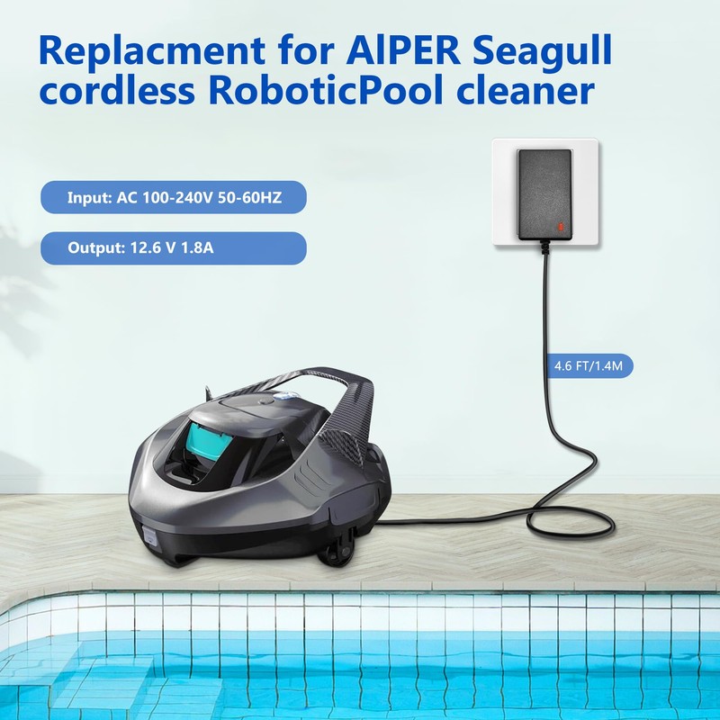 12.6V Charger for Aiper Pool Cleaner Robot, Pool Vacuum Charger