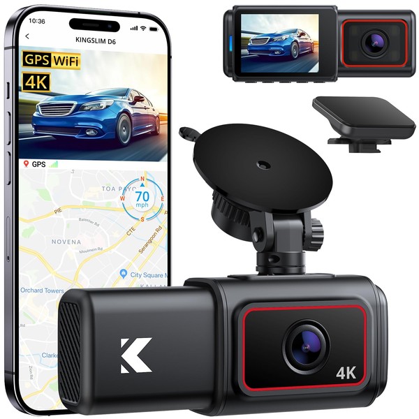 Kingslim D6-4K Dual Dash Cam - WiFi & GPS 4K