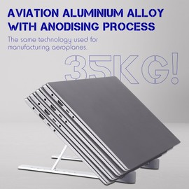 POWERSUP Laptop Stand for Desk, Adjustable Laptop Stand with 8 Angle Adjustment, Aluminium Alloy Laptop Holder, Foldable Computer Stand for 10-16 Inch Laptops (Silver-10)