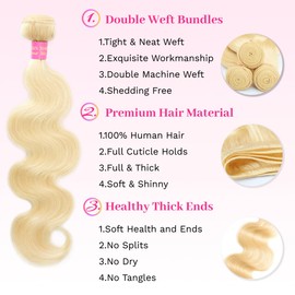 LIXION 613 Blonde Body Wave Bundles 26 28 30 Inch 14A Grade 100% Unprocessed 14A Grade Virgin Hair 3 Bundles 613 Blonde Straight Hair Extensions