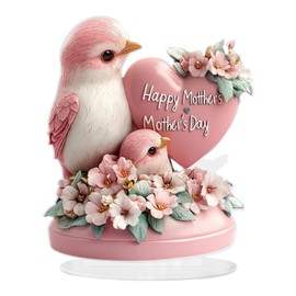 Fenteer Parrot 2D Acrylic Sign Desktop Ornament Collectible Mother's Day Decor Bird Decorative Plaque for Living Room Shelf Home Cafe