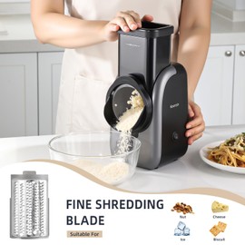 Electric Cheese Grater, Rotary Vegetable Slicer with 4 Interchangeable Drum Blades, Multifunctional Cheese Chopper Shredder for Kitchen Potato Veggie Salad Fruit etc