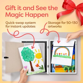 Kids Artwork Frames Changeable JOYSPECTIVE New and Improved! Kids Art Frame | Front Opening Display Frame for Kids Art Projects with Storage Up to 130 Pictures, Strong, Stable, Quick Swap Display, Designed to Encourage Child Creativity | 1-Pack Kids Artw