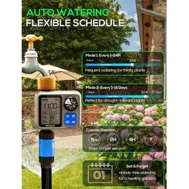 Sprinkler Irrigation Timer with Brass Inlet, Programmable Water Timer for Garden Hose, Automatic Watering System for Yard Lawn, Rain Delay
