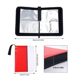 SAVITA Trading Card Binder 4 Pocket, Durable PU Leather Collection Album for Graded Card with Removable Sleeves & Zipper Closure for Game Cards