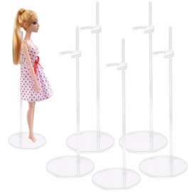 PMELCXD Pack of 5 Dolls Stand Holder Plastic Doll Stand Holder for 11.8 Inch Dolls (Transparent, 25 cm)