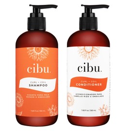 Cibu Curl + Coil Shampoo and Conditioner Bundle - Cleanses, Hydrates, and Preserves Natural Curl & Coil for Smooth, Manageable Hair - Sulfate-Free Curly Hair Shampoo and Conditioner Set, Pack of 2