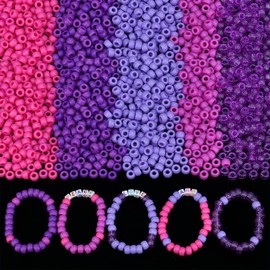 GUJOXILA Pack of 1000 Purple Pony Beads with for Threading Large Hole 6 x 9 mm Kandi Beads Craft Beads Purple Pony Beads Set for Bracelets Necklaces Key Chain Jewellery Making