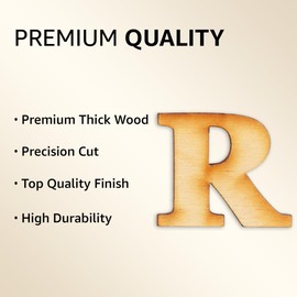 2-Inch Decorative Wooden Letter R - Alphabet Letters for DIY Wall Signs, Table & Shelf Decorations - Wood Letters for Crafts & Party Decor