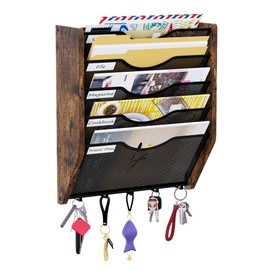 PAG-Mass Wall File Organizer With Hooks, 5 Tier Mesh Mail Organizer Wall Mounted,Hanging File Organizer,Magazine Holder for Documents,Magazine,Literature,File,Mails,Envelopes