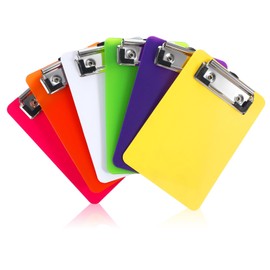 Ouligay 6 Stück Mini Klemmbrett A6 Klemmbretter Klein Bunte Robuste Kunststoff Klemmbrett Farbiger Zwischenablage Small Clipboards A6 für Büro, Restaurant, Schule Clipboard, 15x10 cm