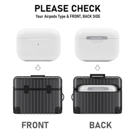 VISOOM Compatible with Airpods Pro 2nd/1st Genreration 2022/2019 Case Cover with Cleaning Kit,Shockproof Cute Suitcase Protective Case Soft TPU with Carabiner [Wireless Charging],Black