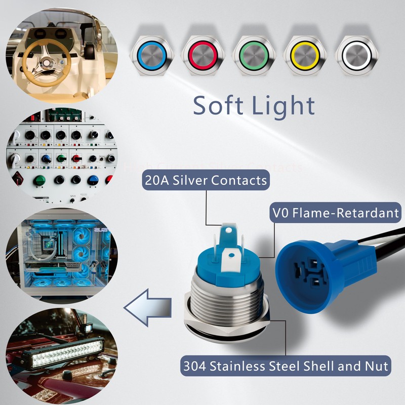 Ordentlich LED Latching Stainless Steel Push Button Switch 12-24V DC