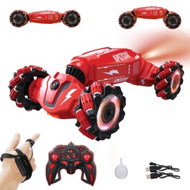 LOOZIX Upgraded Hand Gesture Sensing RC Stunt Car with Lights Music, Spray Drift Hand Gesture RC Car 360° Spins All Terrains Hand Controlled Truck Toys for 6 7 8 9 10 Year Old Boys