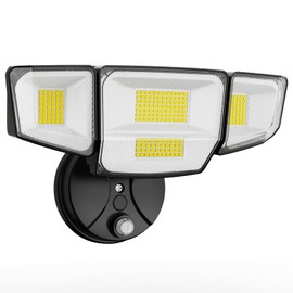 Abovizo 90W Flood Lights Outdoor, 10000LM Dusk to Dawn Outdoor Lighting, IP65 Waterproof, 6500K Daylight, 4 Heads LED Security Light for Garage, Yard, Porch(Black)