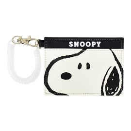 Snoopy 0096 Women's Pass Case, Commuter Holder, Card Case, 2 Pieces, Synthetic Leather, Mini, Small, With Coil Chain, Simple, Face Up SN (SPZ-2973)