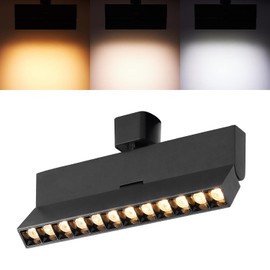 VANoopee 3-Color Dimmable LED Track Lighting Heads H Type Bright Track Light Heads Modern Ceiling Spotlight Fixtures for Kitchen Wall Art Shop, 3000K 4000K 5000K, Flicker Free 30° CRI90+ Black 12W