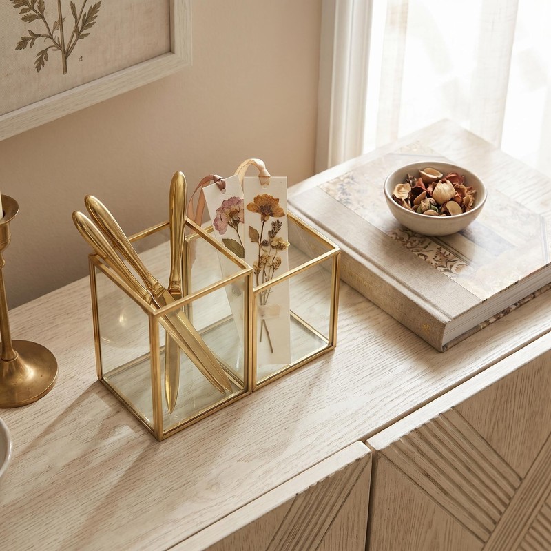 JIARI Glass Pen Holder Cup for Desk, Pencil Cup Holder,