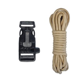 Ultimate Paracord Survival Kit – Kit Includes: 20 Feet of High Strength 550 Paracord, Utility Buckle Containing Fire Starter and Whistle – 45 Paracord Color Options Available (Tan)