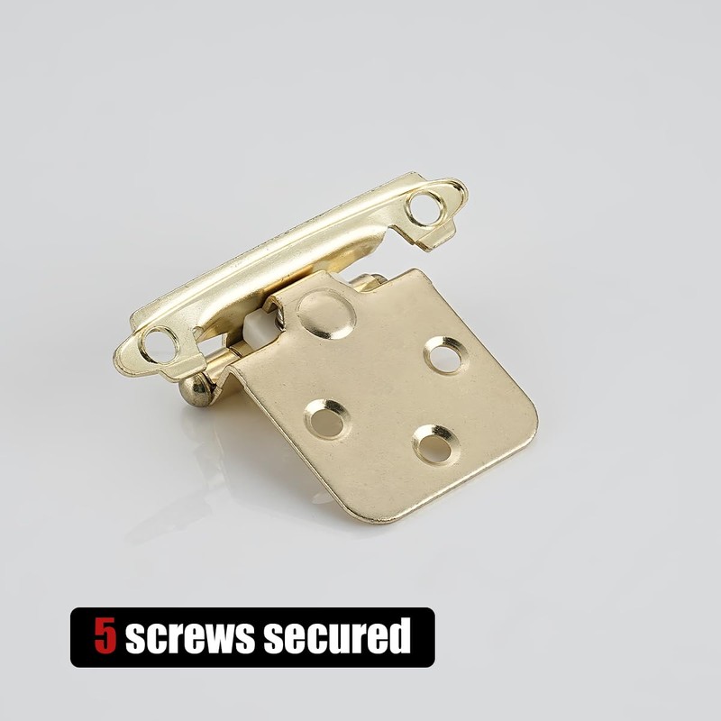 JQK 1/2 Inch Overlay Cabinet Door Hinges Gold, 10 Pack