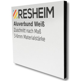 RESHEIM 3-6 mm Aluminium Composite Panel, White, Cut to Measure, Aluminium Composite Plate, Choice of Material Thickness and Size (200 x 200 mm, Material Thickness: 6 mm)
