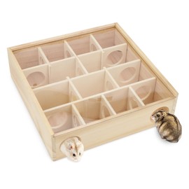Hypeety Wooden Maze Tunnel Toy with Plastic Cover, Small Pet Animals Activity Sport Labyrinth Dwarf Hamster Play Toys Maze Tunnel Mice Wooden Funny Toy