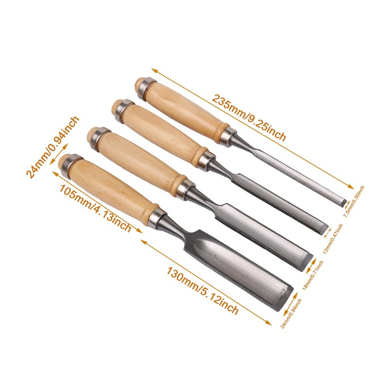 4 Pcs Half Round Chisel Set Inner Edge DIY Wood