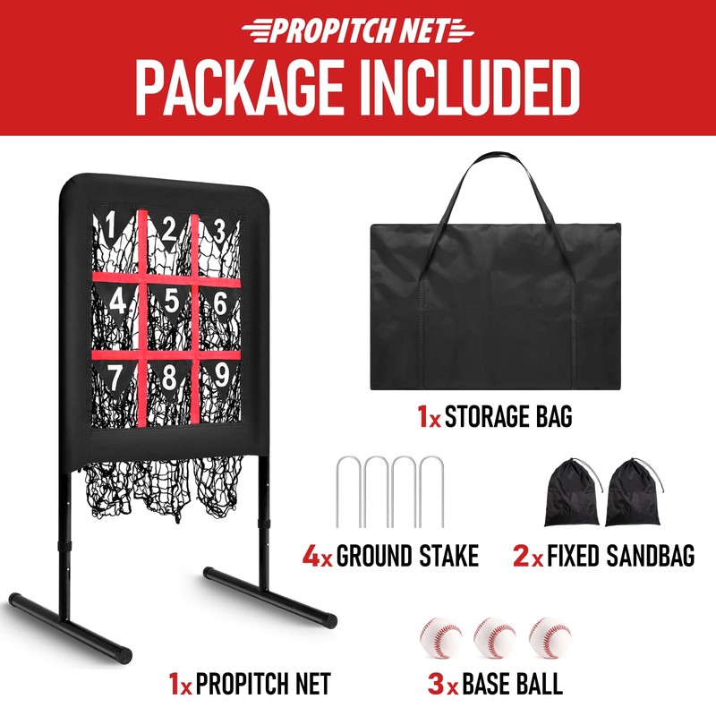 Pitching Net, 9 Hole Baseball Pitching Net with Strike Zone,