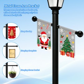16 Inch Lamp Post Cross Arm Heavy Duty Metal Ladder Rest with Removable Knobs, Holds 25 lbs, Black Cross Arm Replacement for Outdoor Lamp Posts Pole Light