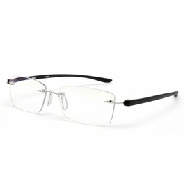 MIDI-ミディ おしゃれ 老眼鏡 ブルーライトカット 紫外線カット ブラック 度数+1.00 ふちなし 軽量 (M-307N,C2,+1.00)