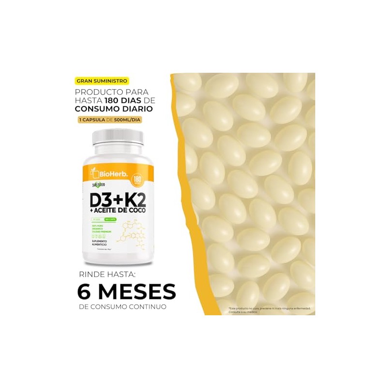 BioHerb® | Vitamina D3 + K2 (MK-7) con Aceite de