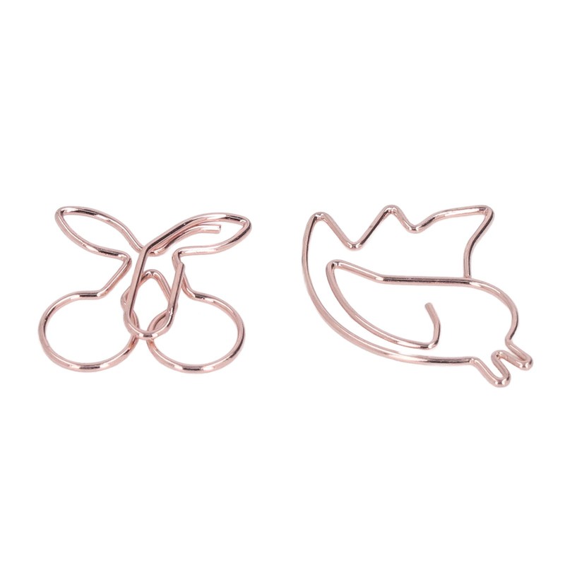 100Pcs Cute Paper Clips Cherry Hummingbird Style Electroplated Metal Gold