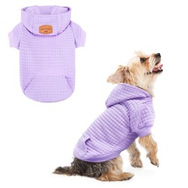 BEAUTYZOO Small Dog Hoodie Sweater with Pockets, Dog Clothes for Small Medium Dogs Boy Girl, Waffle-like Laminated Cotton Pet Coats with Hat and Leash Hole, All Weather Coat for Puppy Doggie Chihuahua