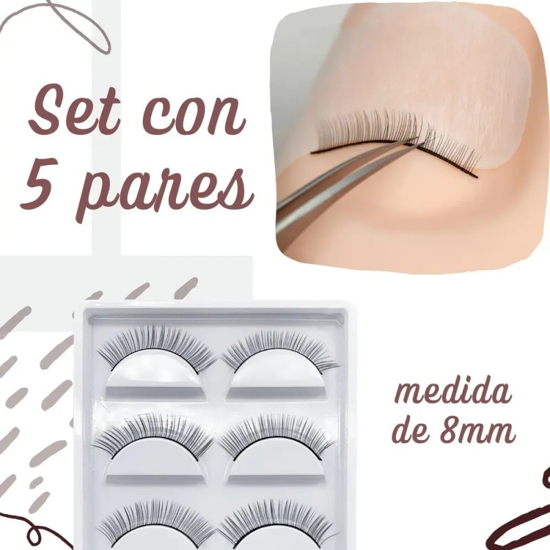 Pestañas de Práctica para Lashistas Principiantes Mink Sintético 5 Pares