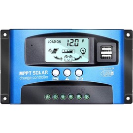 Y&H MPPT 40A 12V/24V Auto Focus Tracking Solar Panel Charge Controller Regulator with Dual USB Port,LCD Display, Model:Wanderer BL912 (Blue)