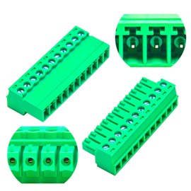 Tcenofoxy 3.81mm Male & Female 2/3/4/5/6/7/8/9/10/11/12/13/14/15/16/18/20/24 Pin Phoenix Connector No Soldering Green PCB Screw Terminal Block Connector (1Set 3.81MF-11Pin)