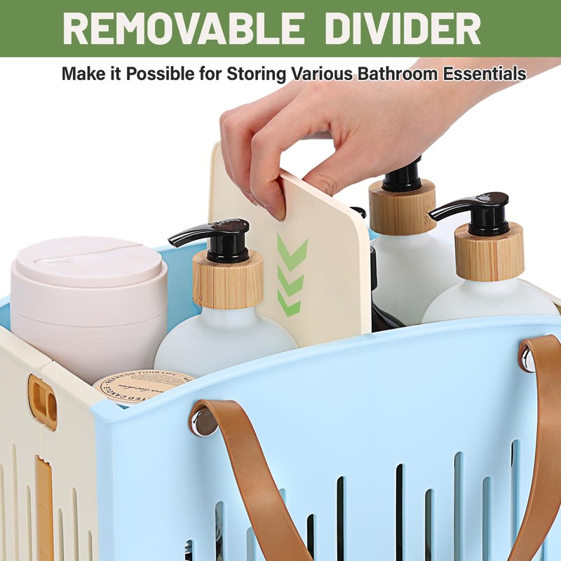 Homiton Portable Shower Caddy Collapsible Plastic Shower Basket Tote with